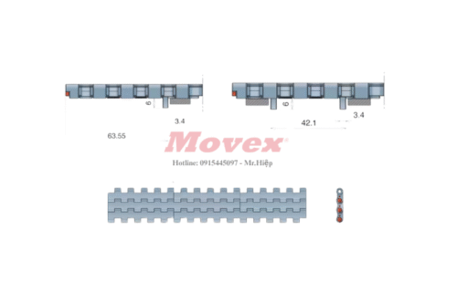 Băng tải nhựa Movex 520 Flat Top (mã P5201010170A)