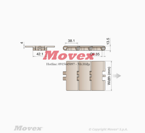 Băng tải xích nhựa Movex Flat Top MX 820 K325 - P11010302 2 1