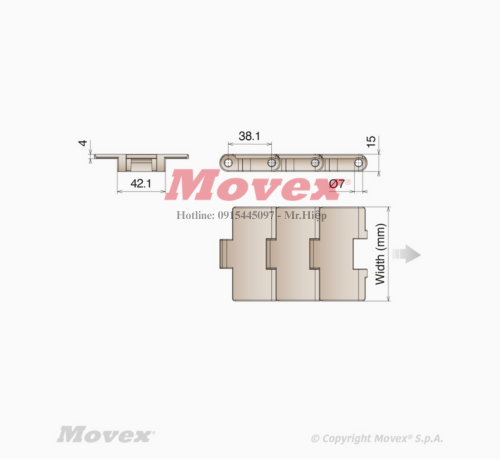 Băng tải xích nhựa Movex Flat Top 828 K330 - P11020303 2 2