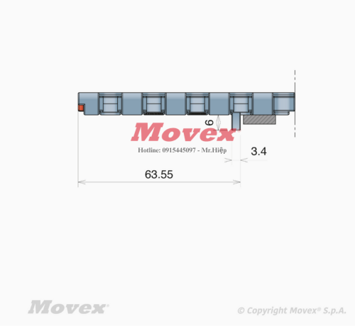 Băng tải nhựa Movex 520 Flat Top (mã P5201010085B) 3 7