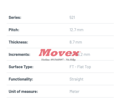 Băng tải nhựa Movex 521 Flat Top 4 4